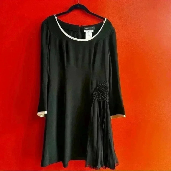 Vintage Jacques Fath Paris Neiman Marcus back and white silk dress size 12 - Picture 8 of 11